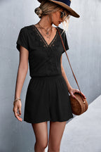 Women's Casual Jumpsuit with Crochet Details
