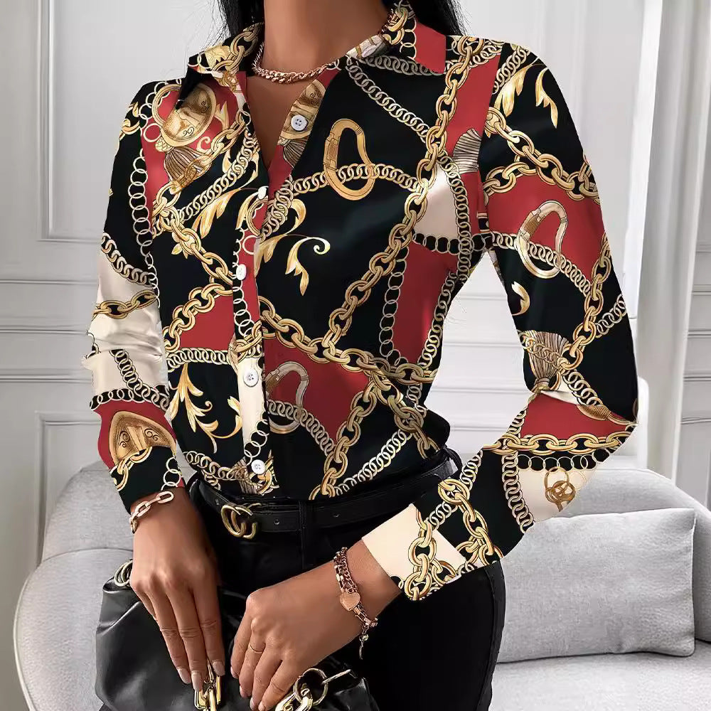 Women's Blouse with Elegant Chain Pattern
