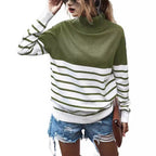 Women's Cozy Striped Turtleneck Sweater