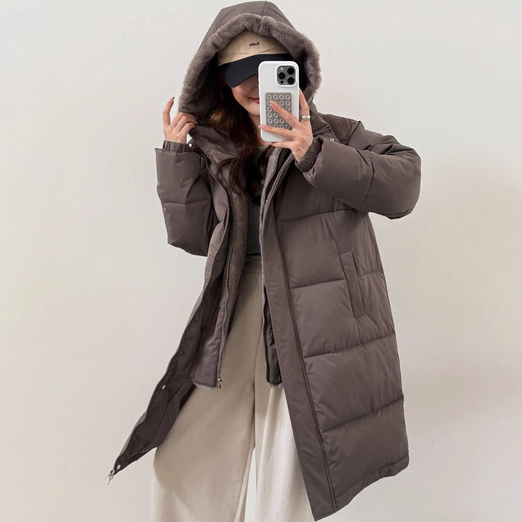 Women's Elegant Lined Winter Parka with Plush Collar