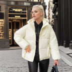 Women's Fashionable Puffer Jacket with Adjustable Hood and Thick Insulation