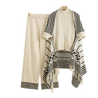 Elegant Knit Set with Mock Neck Top and Wide-Leg Pants