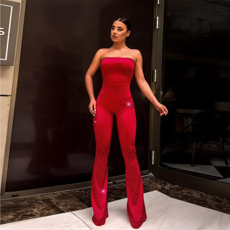 Elegant Fitted Jumpsuit with Shimmering Appliqués