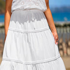Women's Maxi Skirt with Voluminous Ruffle and Elastic Waistband
