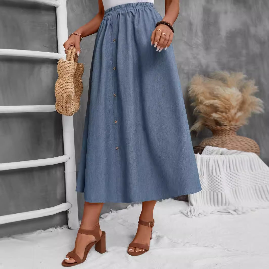Women's Button-Front Maxi Skirt