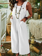 Women's Casual Wide-Leg Jumpsuit with Pockets