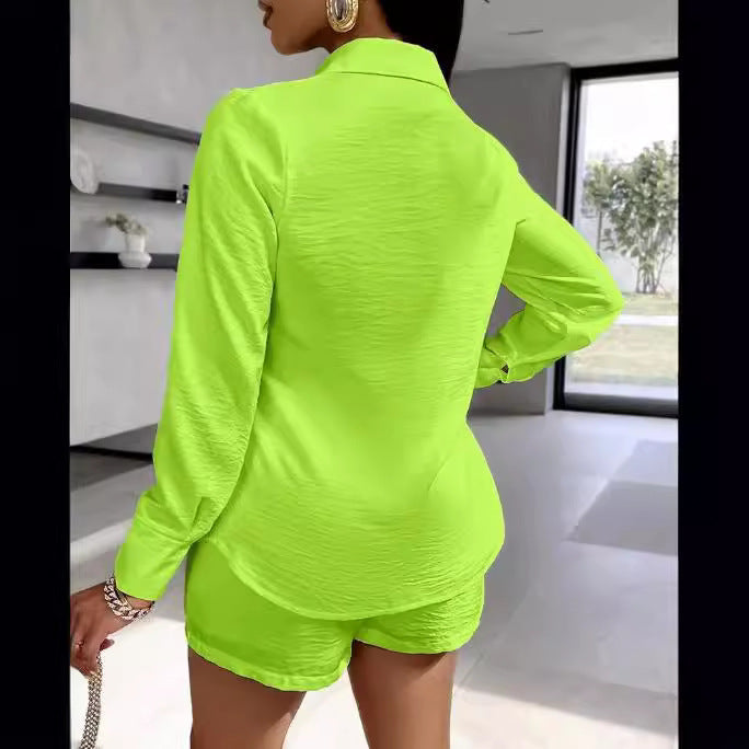 Women's Fashionable Blazer and Shorts Set