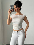 Women's Functional Shirt with Glitter Accents and Adjustable Straps