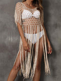 Women's Crochet Beach Cover-Up with Fringe