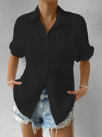 Women's Short-Sleeve Shirt with Textured Fabric