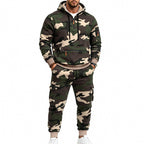 Men's Two-Piece Camouflage Tracksuit Set with Hoodie Sweatshirt and Cargo Joggers