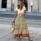 Women's Maxi Skirt in Playful Ethnic Design with Voluminous Hem