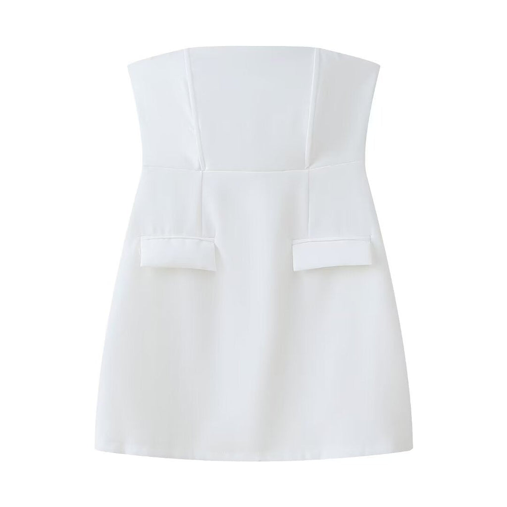 Women's Sleeveless Dress with Pockets and Slim Fit