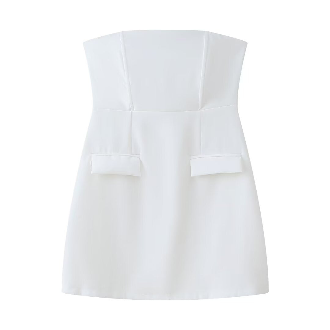 Women's Sleeveless Dress with Pockets and Slim Fit
