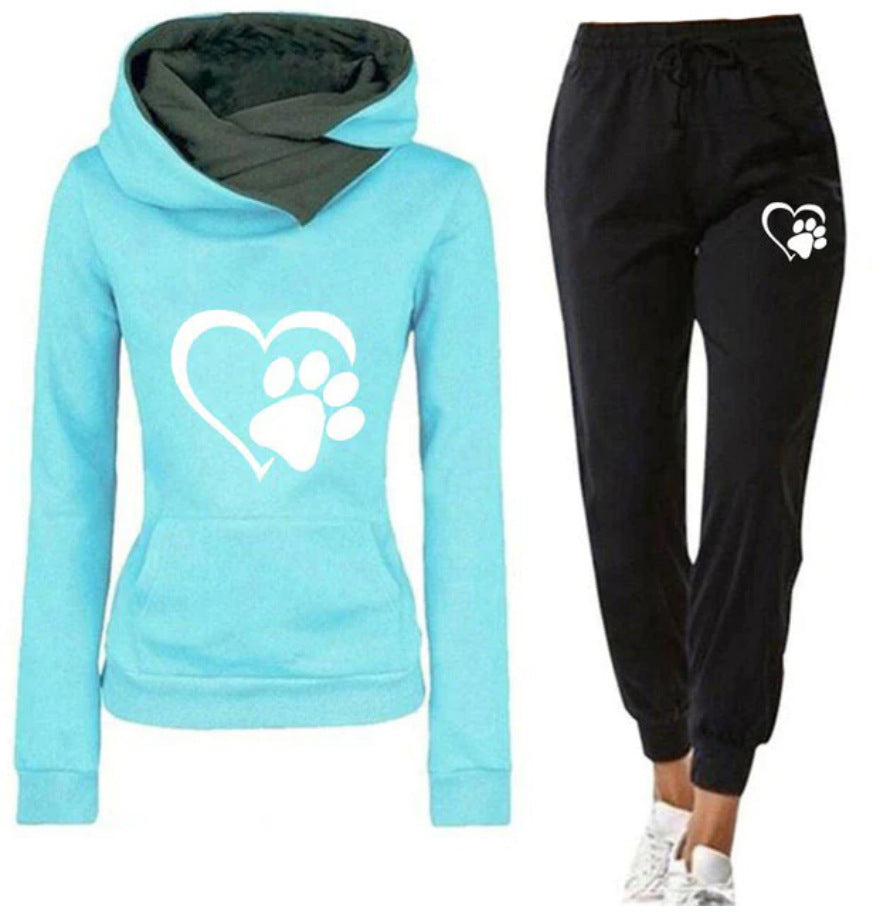 Women's Leisure Jogging Suit with Innovative Hood Design and Pockets
