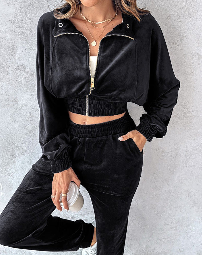 Women's Casual Sport Suit with Elastic Waistband and Pockets