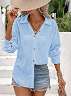 Women's Casual Cotton Blouse with Button Details
