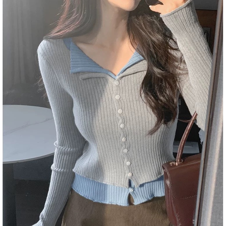 Elegant Button-Down Cardigan with Contrast Trim