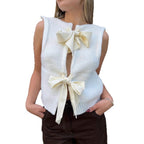 Women's Sleeveless Knit Vest with Back Bows