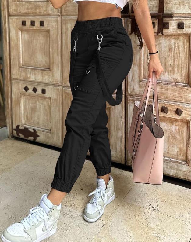 Women's Cargo Pants with Pockets and Belt