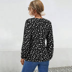 Women's V-Neck Blouse with Modern Polka Dot Design