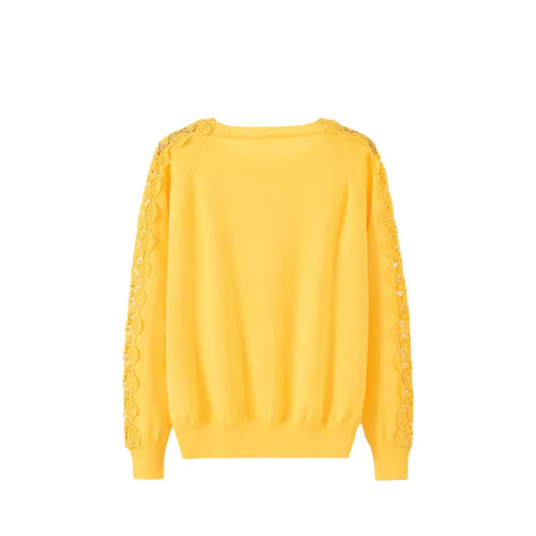 Women's Elegant Sweater with Lace Sleeves