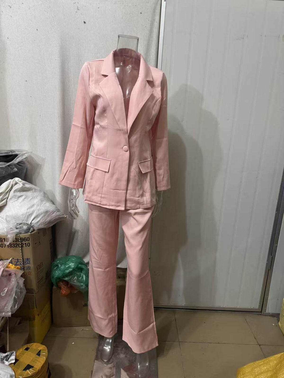 Longline Blazer and Palazzo Trousers Set