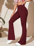 Women's Elegant Loose Flared Pants with Ribbed Texture