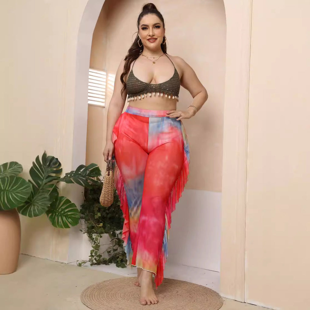 Women's Elegant and Airy Beach Pants with Ruffle Details