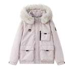 Women's Functional Parka with Detachable Faux Fur Collar and Practical Pockets