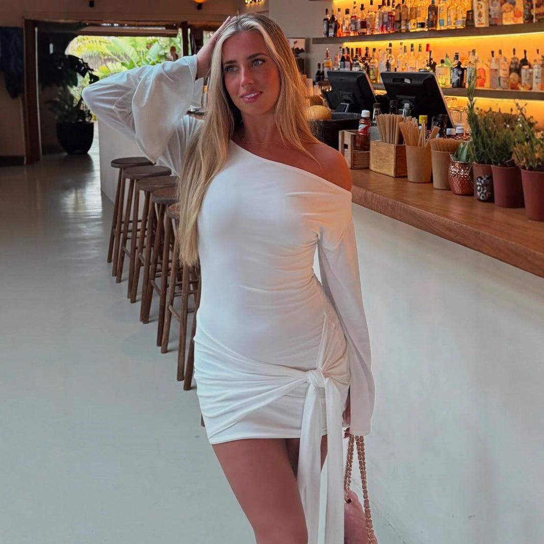 Women's Asymmetrical Wrap Top with Decorative Knot