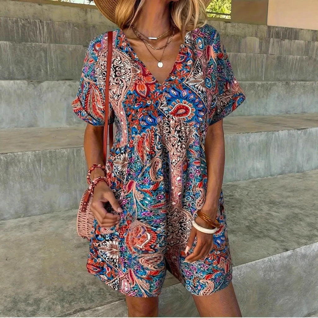 Casual V-Neck Wrap Jumpsuit