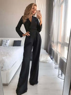 Women's Wrap-Design Wide-Leg Jumpsuit