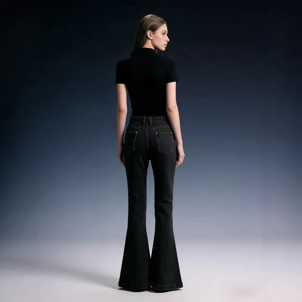 Women's High-Waisted Flared Jeans with Comfortable Stretch Waist