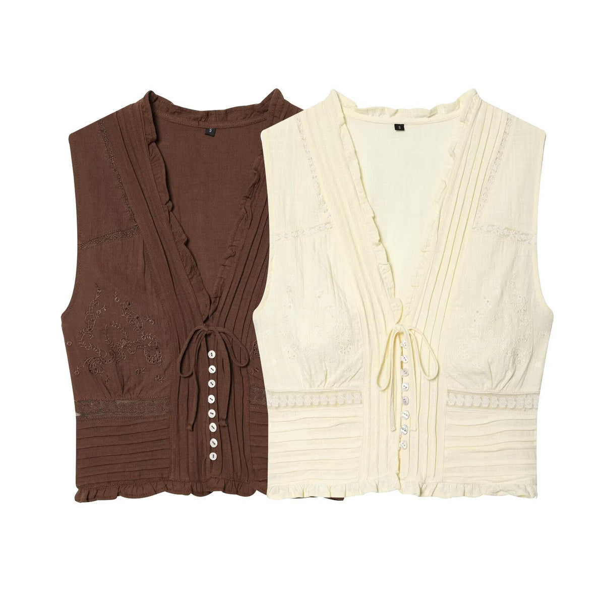 Women's Blouse Shirt with Fine Draping and Decorative Button Details