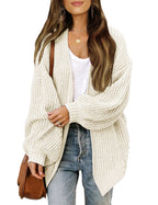 Women's Delicate Chunky Knit Cardigan with Iridescent Sleeves