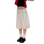 Women's Midi Skirt with Playful Polka Dot Pattern and Elegant A-Line