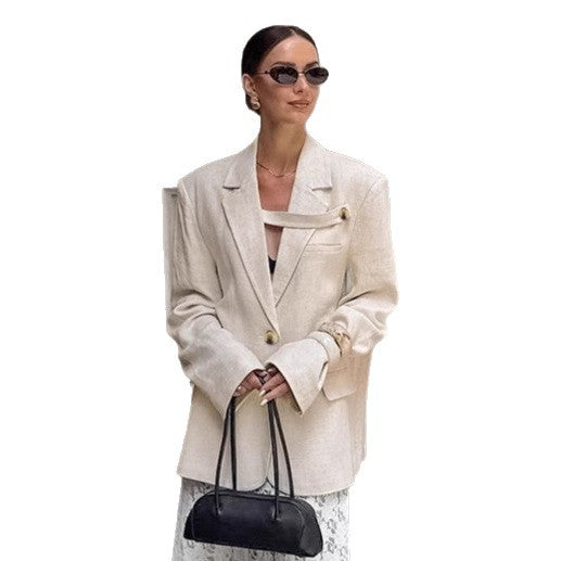 Women's Elegant Oversized Blazer with Unique Detail