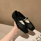 Women's Ballet Flats with Elegant Strap and Airy Mesh Structure