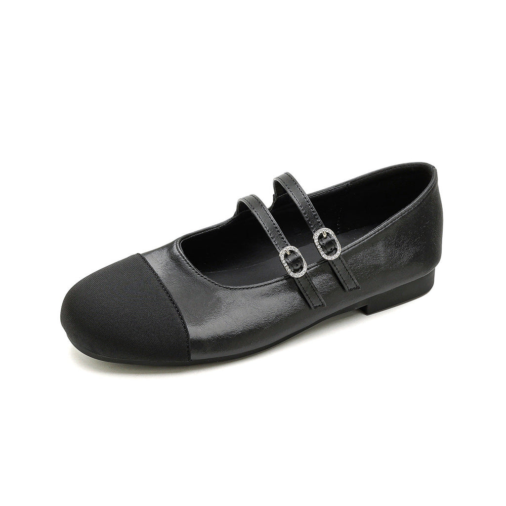 Women's Ballet Flats with Double Strap and Buckle