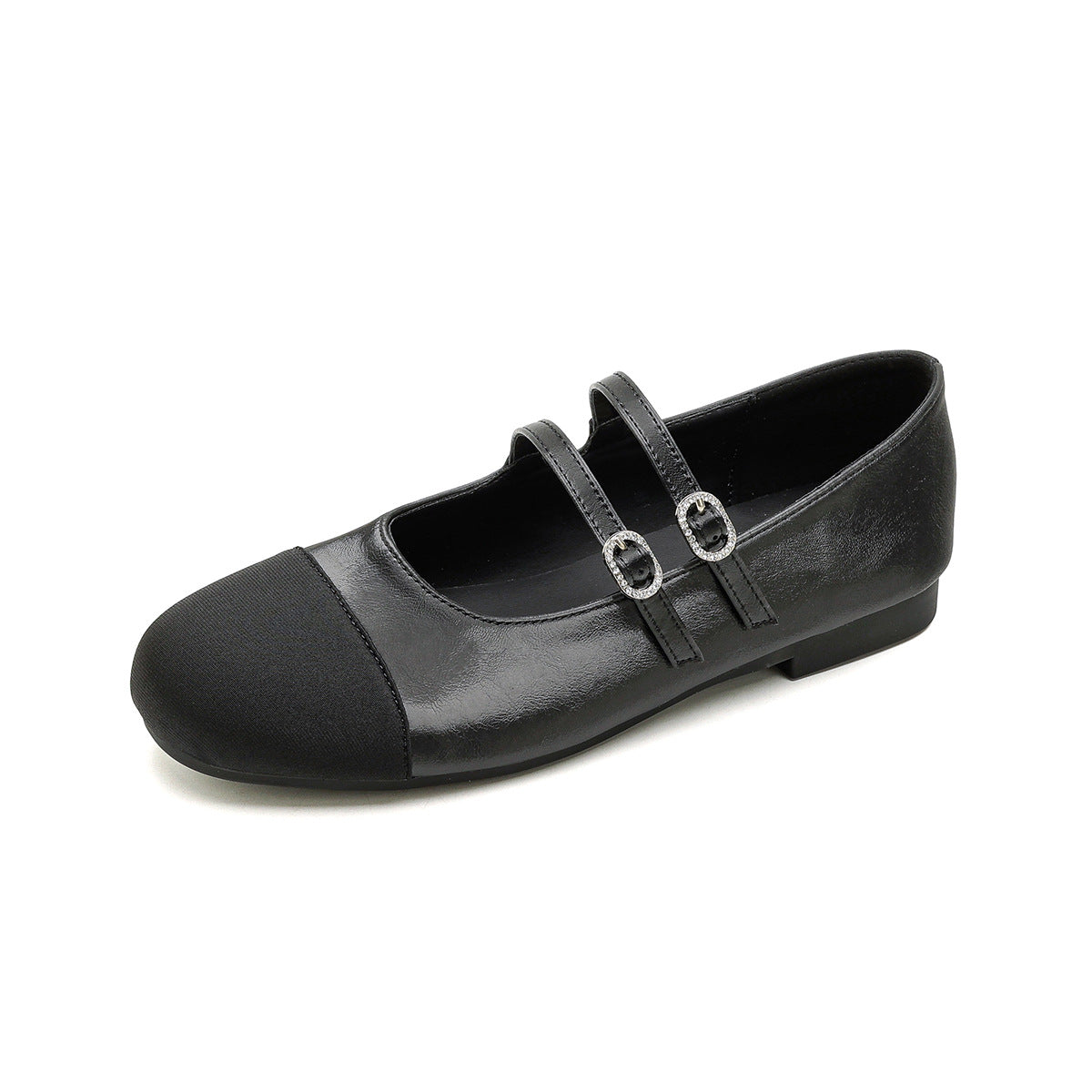 Women's Ballet Flats with Double Strap and Buckle