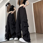 Urban Style Women's Cargo Pants with Side Pockets and Elastic Waistband
