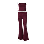 Women's High-Quality Fitted Top and Flared Pants Set
