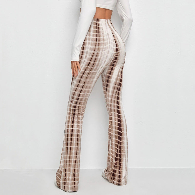 Women's Flared Leggings with Tie-Dye Design