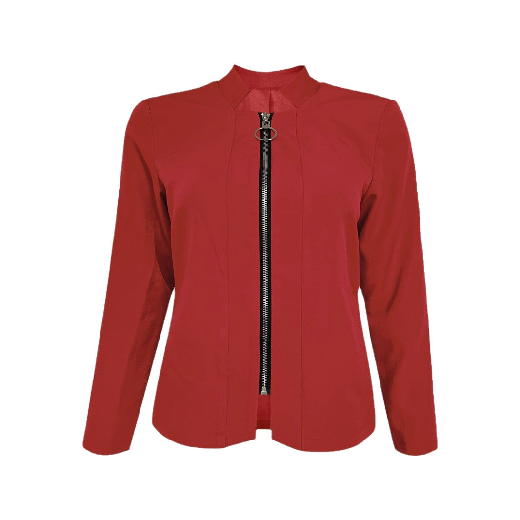 Women's Biker Jacket with Innovative Cut and Zipper Details
