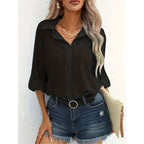Elegant Long-Sleeve Breathable Cotton Blouse