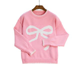 Women's Cozy Sweatshirt with Bow Motif and Comfortable Sleeves