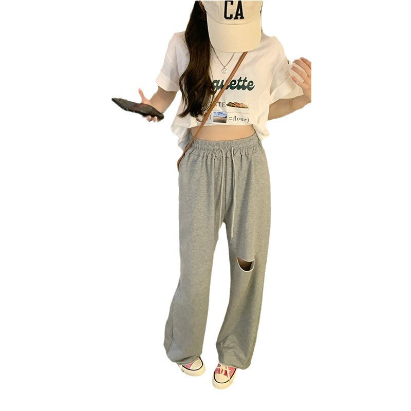 Women's Comfortable Casual Pants with Fashionable Cut-Out Details