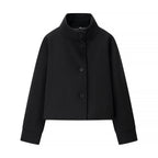 Elegant Women's Short Jacket with High Collar and Decorative Buttons
