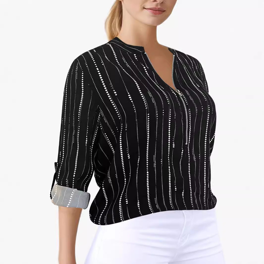 Women's Casual Blouse with Stylish Stripe Pattern